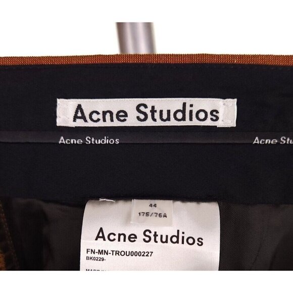 Acne Studios Straight Leg Linen Blend Trousers Size 44 US S Brown New - Picture 6 of 8